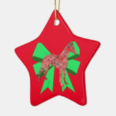 Whippet Dog Silhouette Green Bow Kerstmis Keramisch Ornament (Links)