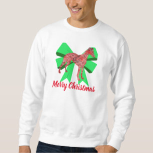 Whippet Dog Silhouette Green Bow Kerstmis Trui