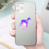Whippet Dog Silhouette Hot Pink & Blue Sticker (Telefoon)