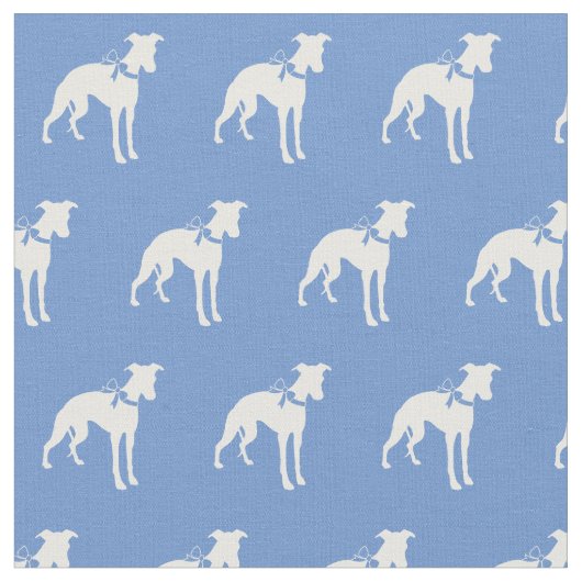 Whippet Dog Silhouette Light Blue Stof (Close Up)