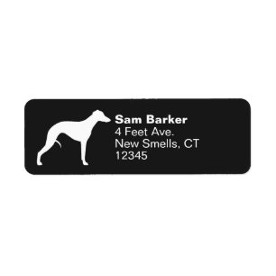 Whippet Dog Silhouette Retouradres Etiket