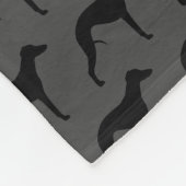 Whippet Dog Silhouettes Pattern Grey and Black Fleece Deken (Hoek)