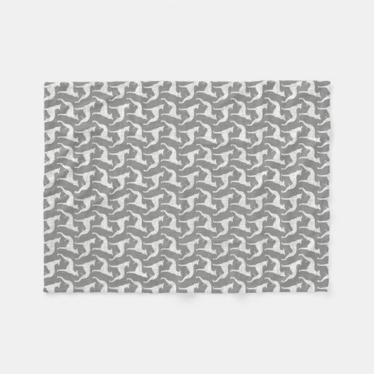 Whippet Dog Silhouettes Pattern Grey and White Fleece Deken (Voorkant (Horizontaal))