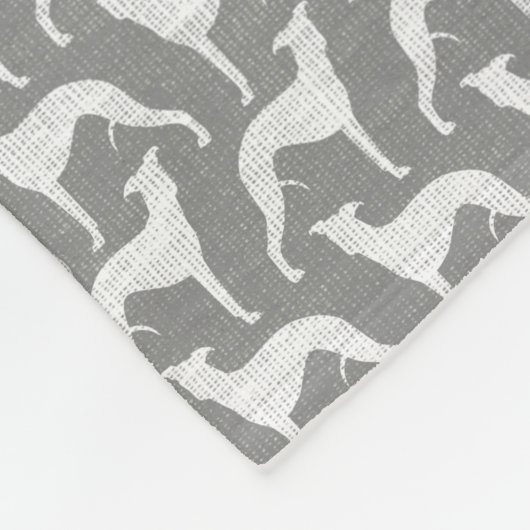 Whippet Dog Silhouettes Pattern Grey and White Fleece Deken (Hoek)