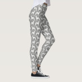 Whippet Dog Silhouettes Pattern Grey and White Leggings (Rechts)