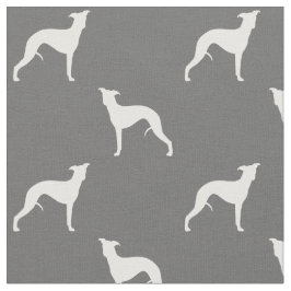 Whippet Dog Silhouettes Pattern Grey and White Stof