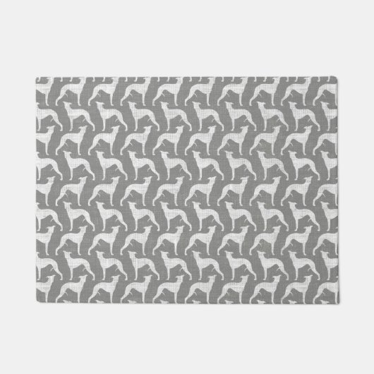 Whippet Dog Silhouettes Pattern Grey Deurmat (Voorkant)