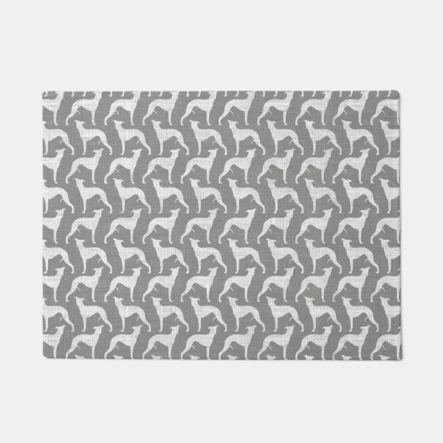 Whippet Dog Silhouettes Pattern Grey Deurmat (Voorkant)