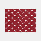 Whippet Dog Silhouettes Pattern Red en White Fleece Deken (Voorkant (Horizontaal))