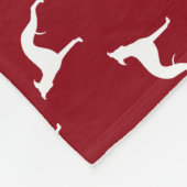 Whippet Dog Silhouettes Pattern Red en White Fleece Deken (Hoek)