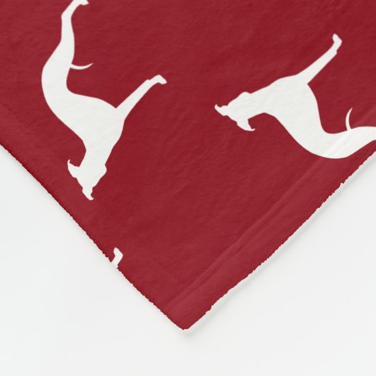 Whippet Dog Silhouettes Pattern Red en White Fleece Deken (Hoek)