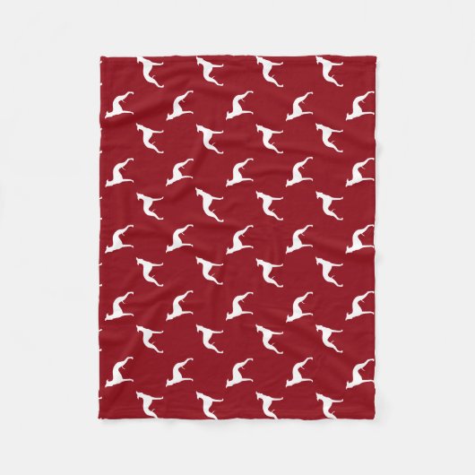Whippet Dog Silhouettes Pattern Red en White Fleece Deken (Voorkant)