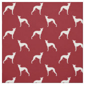 Whippet Dog Silhouettes Pattern Red en White Stof (Swatch)