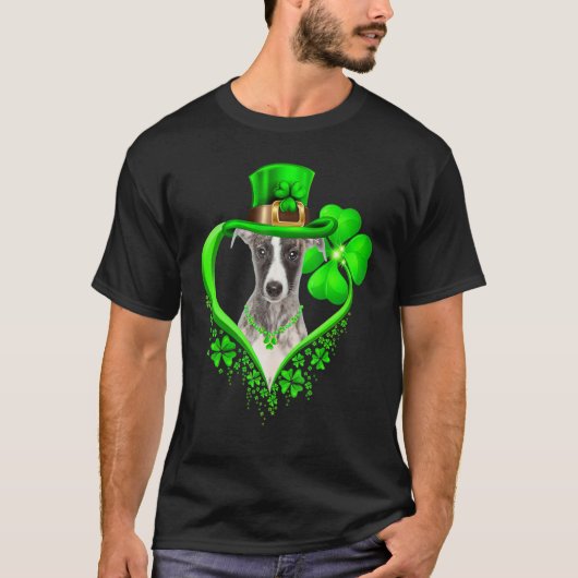 Whippet Dog St Patricks Day Lover Irish Shamrock T-shirt (Voorkant)