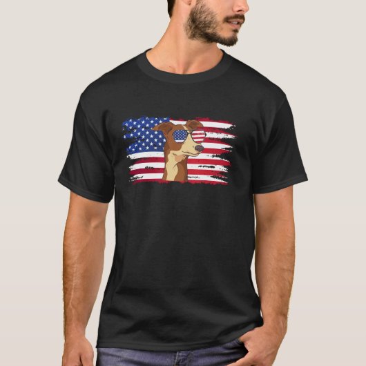 Whippet Dog US Flag Whippet Eigenaar Whippet Lover T-shirt (Voorkant)
