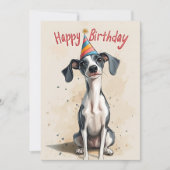 Whippet Dog verjaardagsfeestje Kaart (Voorkant)
