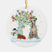 Whippet Dog Xmas Tree Lighting | Santa Hat Gift Keramisch Ornament (Voorkant)