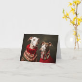 Whippet Dogs Kerst Kaart (Gele Bloem)