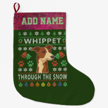 Whippet door de sneeuw met lomp kerstmis