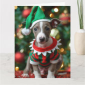 Whippet Elf Puppy Kerst Kaart (Voorkant)