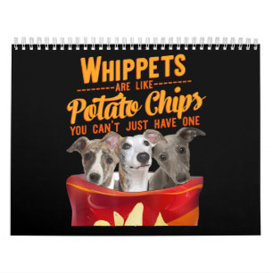 Whippet en aardappelchips Funny Dog Mama Papa Kalender
