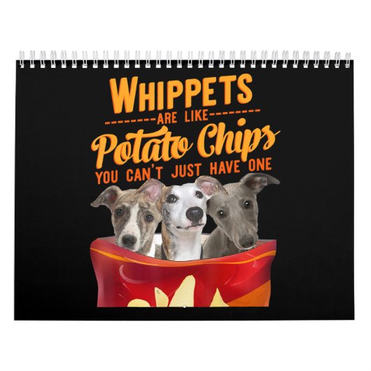 Whippet en aardappelchips Funny Dog Mama Papa Kalender (Hoes)