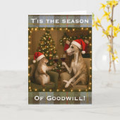 Whippet en eekhoorn Kerst wenskaart Kaart (Gele Bloem)
