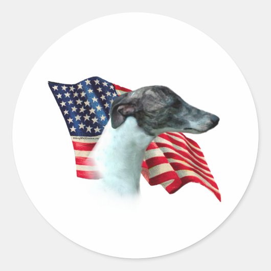Whippet Flag Ronde Sticker (Voorkant)