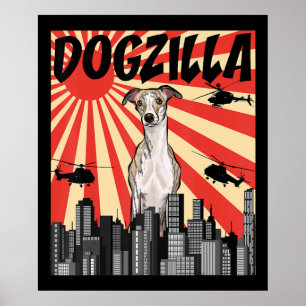 Whippet Gift japanse dogzilla whippet Poster