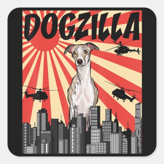 Whippet Gift | japanse dogzilla whippet Vierkante Sticker (Voorkant)