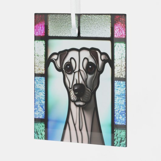 Whippet "Glas in lood" Glas Ornament (Voorkant links)
