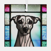 Whippet "Glas in lood" Glas Ornament (Achterkant)