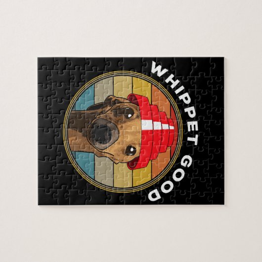 Whippet Good Funny 80s Music Dog Design Legpuzzel (Horizontaal)