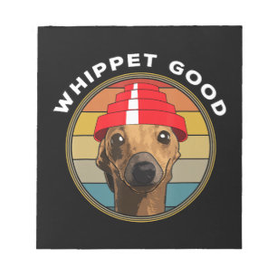 Whippet Good Funny 80s Music Dog Design Notitieblok