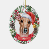 Whippet Greyhound Dog Custom Santa Hat Ornament (Rechts)