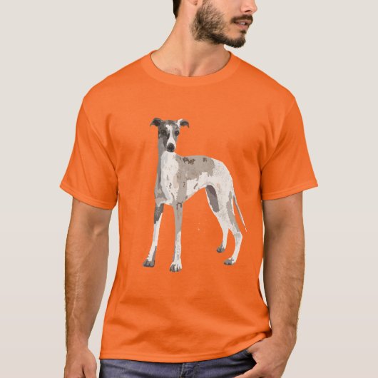 Whippet grijs en wit t-shirt (Voorkant)