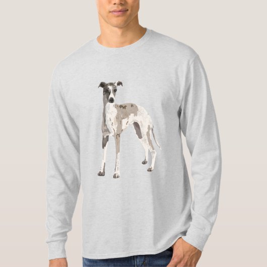 Whippet grijs en wit t-shirt (Voorkant)
