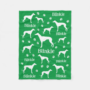 Whippet Groene Gepersonaliseerde Hondendeken Fleece Deken