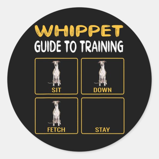 Whippet Guide to training Dog Obedience Ronde Sticker (Voorkant)