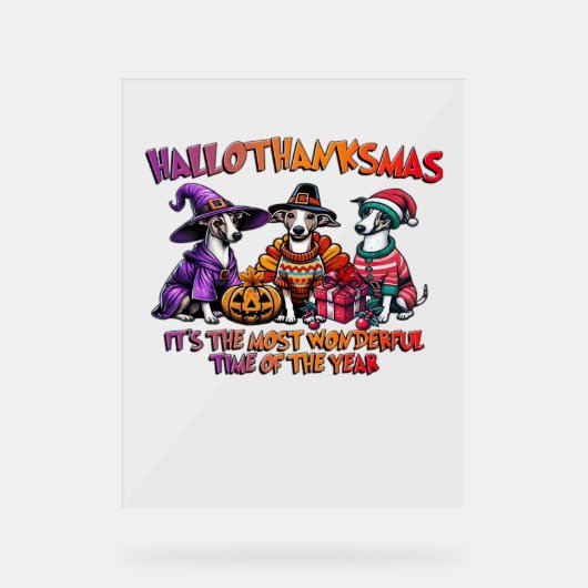Whippet Halloween Thanksgiving Christmas Oversized Acryl Bord (Voorkant)