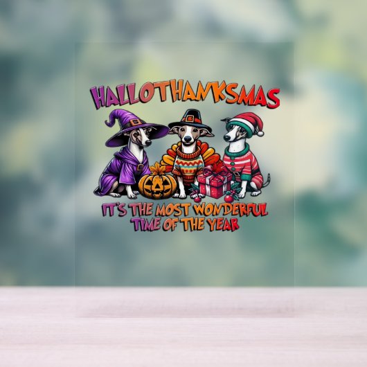 Whippet Halloween Thanksgiving Christmas Oversized Acryl Bord (Neutraal)