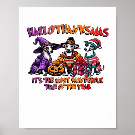 Whippet Halloween Thanksgiving Christmas Oversized Poster (Voorkant)