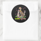 Whippet Happy Easter Bunny Eggs Easter Gift Kinder Ronde Sticker (Tas)