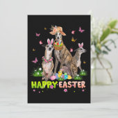 Whippet Happy Pasen Konijn Eieren Pasen Cadeau Kin Feestdagenkaart (Staand voorkant)