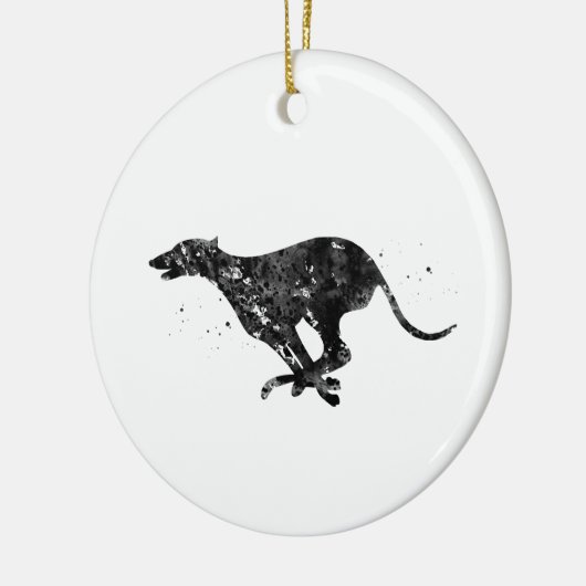 Whippet hardlopen keramisch ornament (Links)