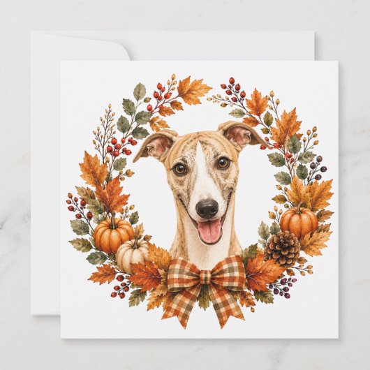 Whippet Herfstkrans Notitiekaartje (Voorkant)