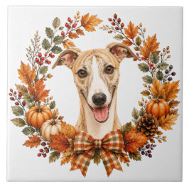 Whippet Herfstkrans Tegeltje