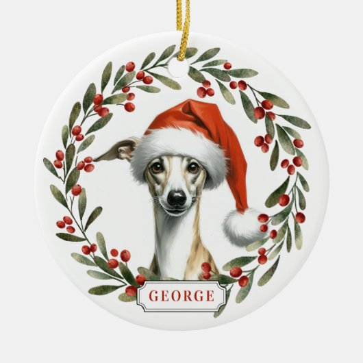 Whippet-hond keramische cirkelvormige ornament (Voorkant)
