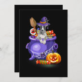 Whippet-hond met heksenhoed snoeppompoen Halloween Feestdagenkaart (Voorkant / Achterkant)
