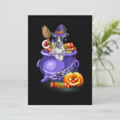 Whippet-hond met heksenhut snoeppompoen Halloween Feestdagenkaart (Staand voorkant)